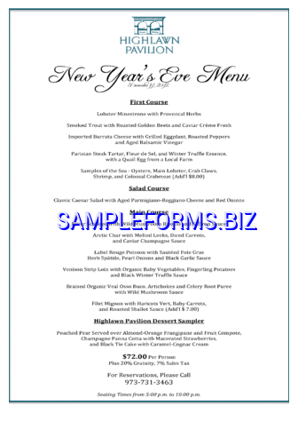 Holiday Dinner Menu Template 3 pdf free